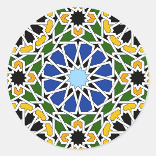 Moorish tile classic round sticker