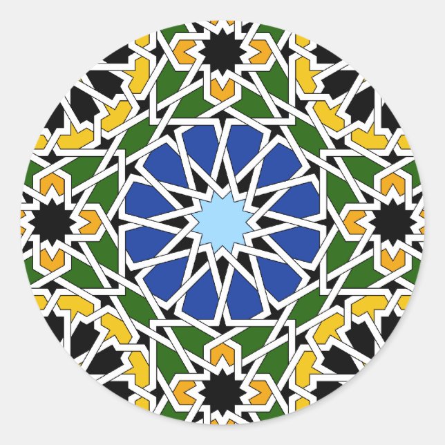 Moorish tile classic round sticker (Front)