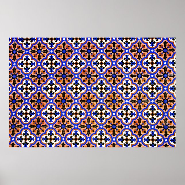 Moorish tile, The Alhambra, Spain Poster (Front)