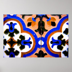Moorish tile, The Alhambra, Spain Poster
