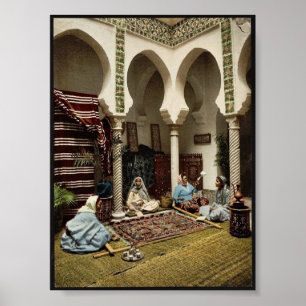 Moorish women making Arab carpets, Algiers, Algeri Poster