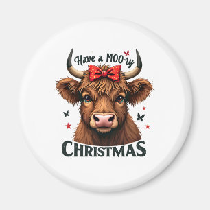 Moory Christmas Cute Cow Wearing Santa Magnet