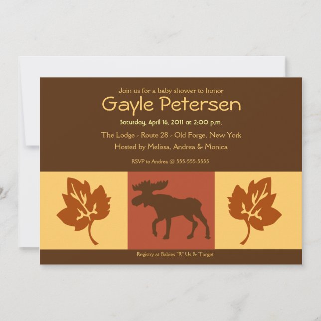 MOOSE Adirondack Lodge Rustic theme Baby Shower Invitation (Front)
