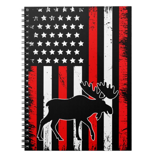 Moose American Flag Notebook (Front)