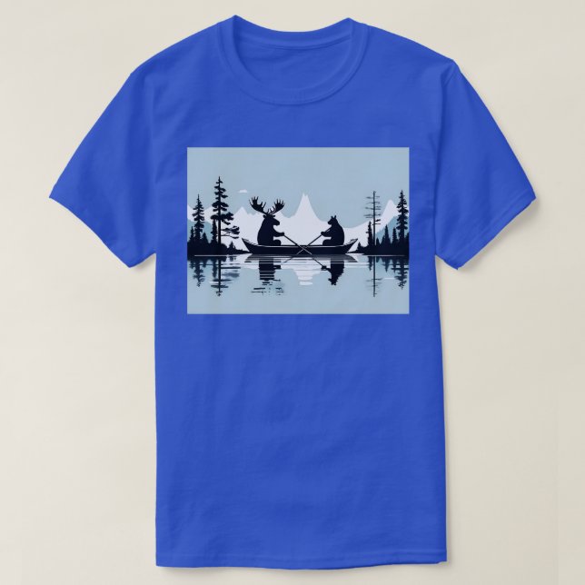 Moose and Bear in a Canoe T-Shirt (Design Front)
