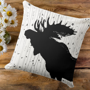 Moose and Birch Tree Pillow