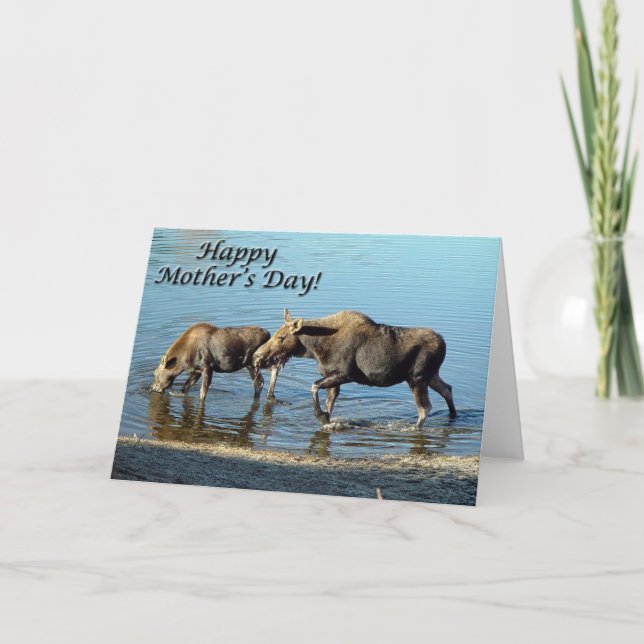 Moose and Calf "Happy Mother's Day" Card (Front)