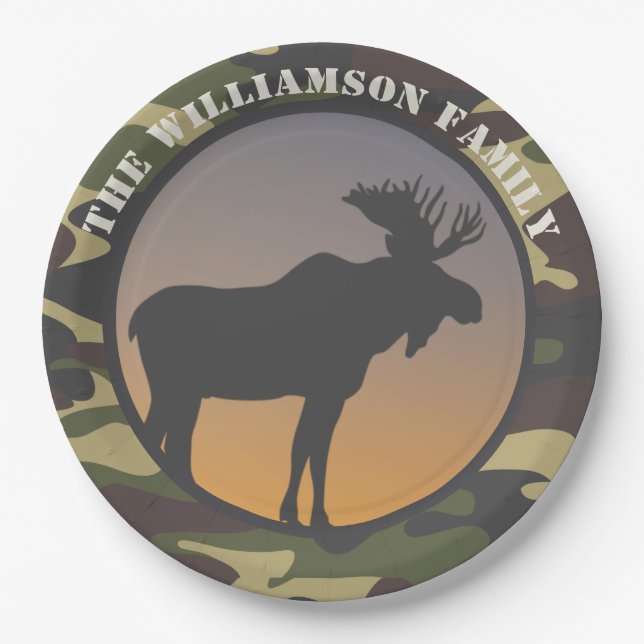 Moose and Camo Paper Plate (Front)