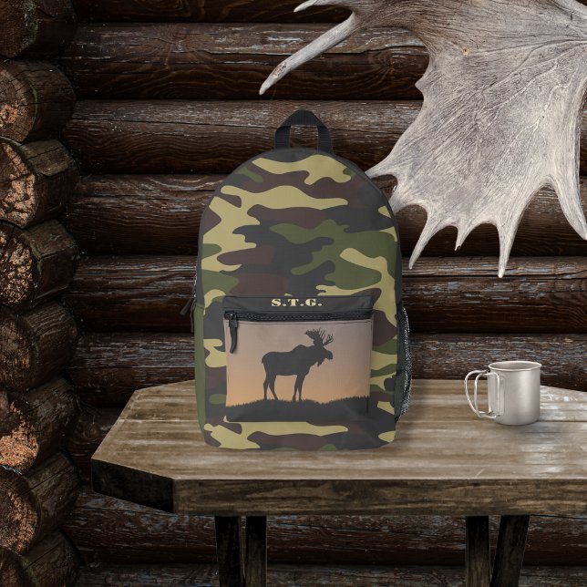 Moose and Camo Printed Backpack (Creator Uploaded)