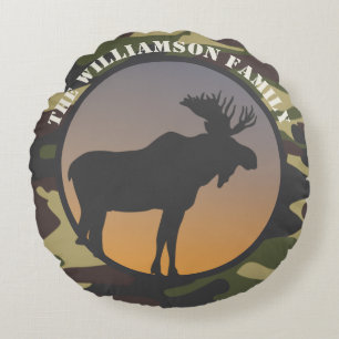 Moose and Camo Round Cushion