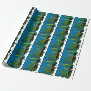 Moose and Elk in Santa Hats Wrapping Paper