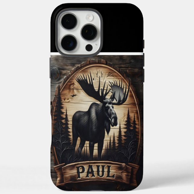 Moose And Forest Wood Sign Case-Mate iPhone Case (Back)