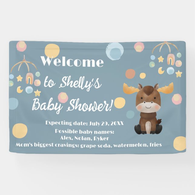 Moose and Mobile baby shower banner (Horizontal)