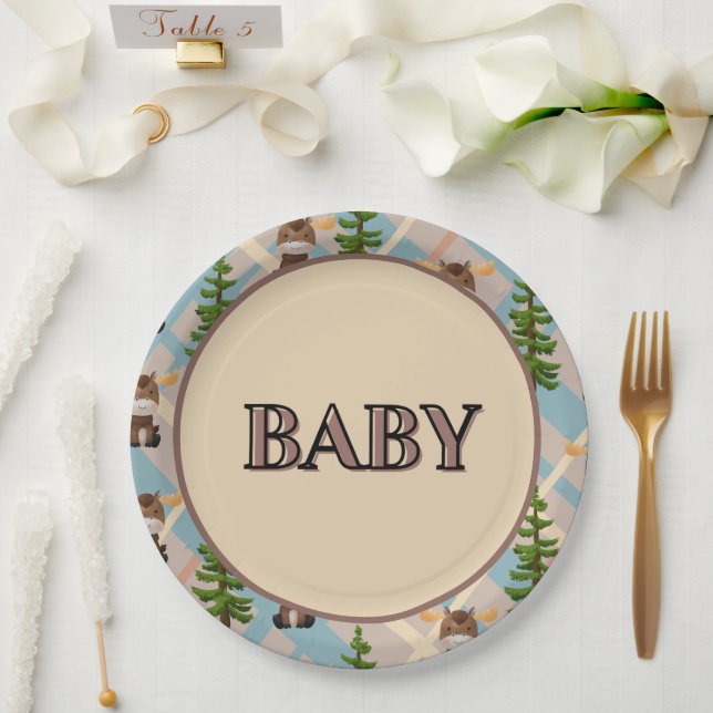 Moose and Mobile baby shower paper plates (Wedding)