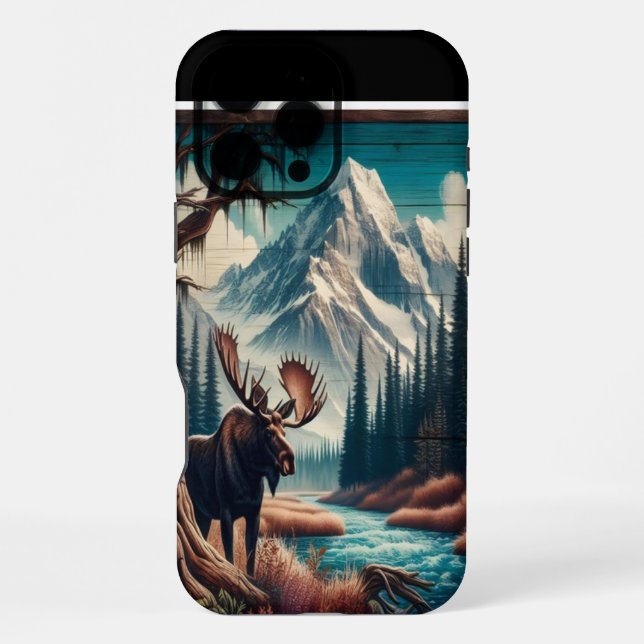 Moose And Mountains iPhone Case (Back)