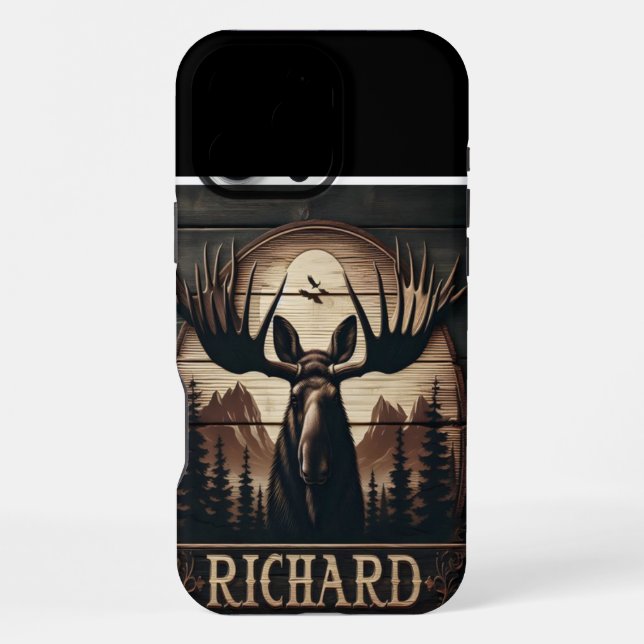 Moose and Mountains Sign iPhone Case (Back)