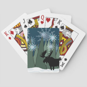 Moose and Snowflake Forest Playing Cards
