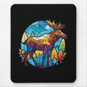 Moose Animal Portrait Stained Glass Wildlife Free Mouse Pad