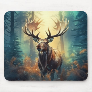Moose Animal Wildlife Wilderness Colourful Wall Ar Mouse Pad