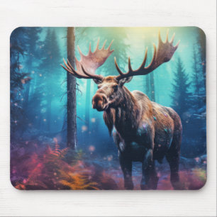 Moose Animal Wildlife Wilderness Colourful Wall Ar Mouse Pad