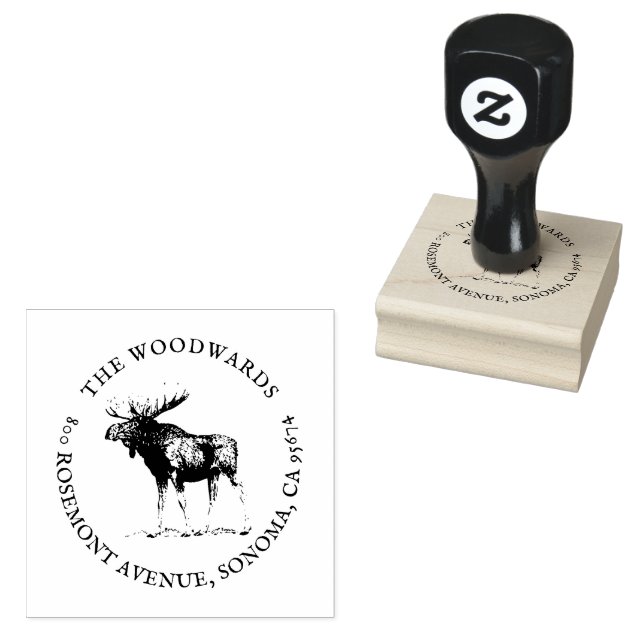 Moose Antique Family Name Return Address Rubber Stamp (Stamped)