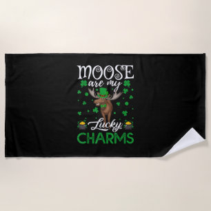 Moose Are My Lucky Charms Moose St. Patrick's Day Beach Towel