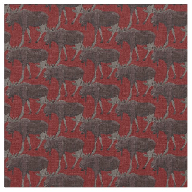 Moose Art Fabric Wildlife Fabric Cotton or Poly (Close Up)