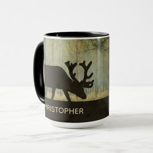 Moose Art Graphic Personalize Mug (Front Left)