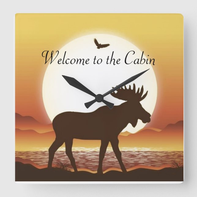 Moose at Dusk Round (Large) Wall Clock (Front)