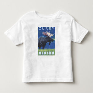 Moose at Night - Curry, Alaska Toddler T-Shirt