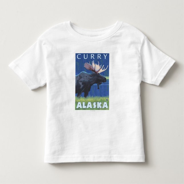 Moose at Night - Curry, Alaska Toddler T-Shirt (Front)