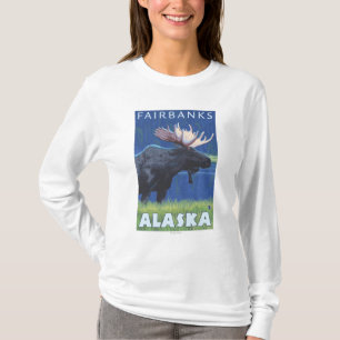 Moose at Night - Fairbanks, Alaska T-Shirt