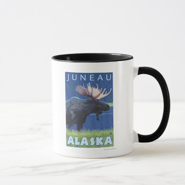 Moose at Night - Juneau, Alaska Mug (Right)