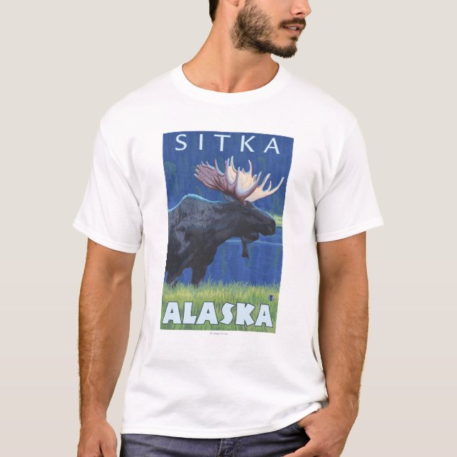 Moose at Night - Sitka, Alaska T-Shirt (Front)