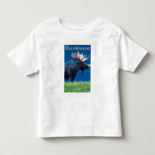 Moose at Night - West Yellowstone, Montana Toddler T-Shirt