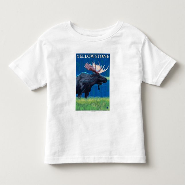 Moose at Night - Yellowstone National Park Toddler T-Shirt (Front)