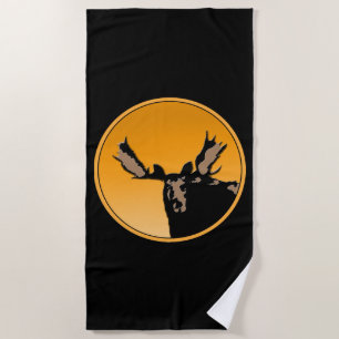 Moose at Sunset - Original Wildlife Art Beach Towel