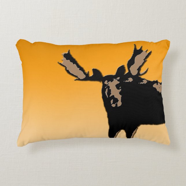 Moose at Sunset  - Original Wildlife Art Decorative Cushion (Front)