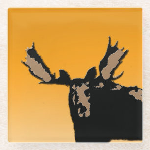 Moose at Sunset - Original Wildlife Art Glass Coaster