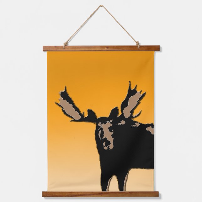 Moose at Sunset  - Original Wildlife Art Hanging Tapestry (Front)