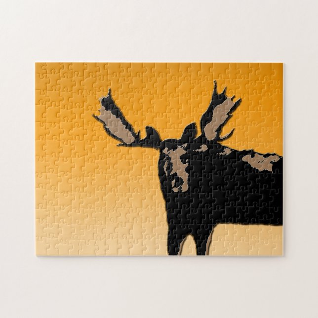 Moose at Sunset  - Original Wildlife Art Jigsaw Puzzle (Horizontal)