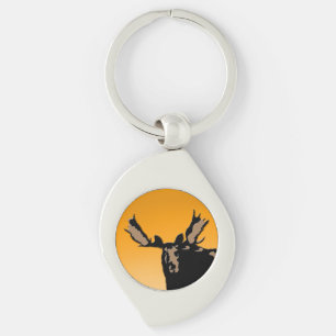 Moose at Sunset  - Original Wildlife Art Key Ring