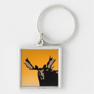 Moose at Sunset  - Original Wildlife Art Key Ring