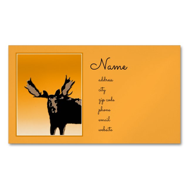 Moose at Sunset  - Original Wildlife Art Magnetic Business Card (Front)
