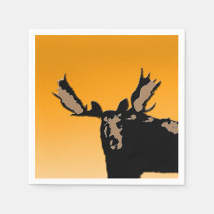 Moose at Sunset  - Original Wildlife Art Napkin
