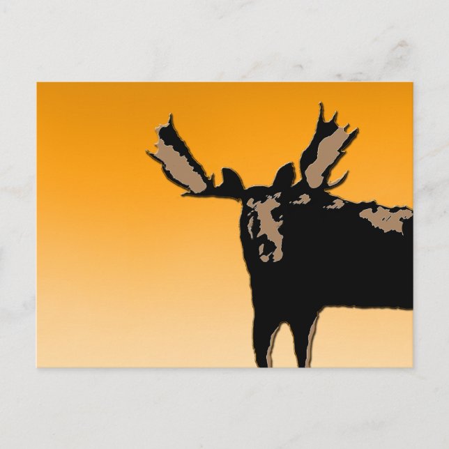 Moose at Sunset  - Original Wildlife Art Postcard (Front)