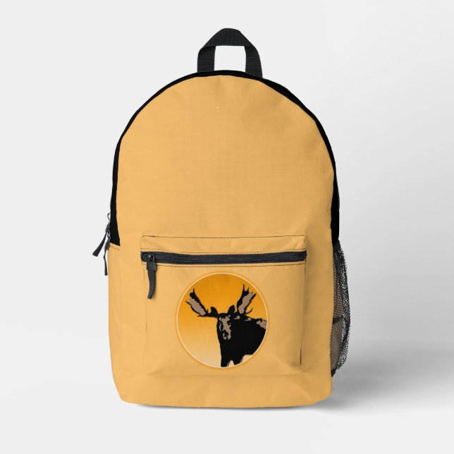 Moose at Sunset  - Original Wildlife Art Printed Backpack (Front)