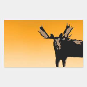 Moose at Sunset - Original Wildlife Art Rectangular Sticker