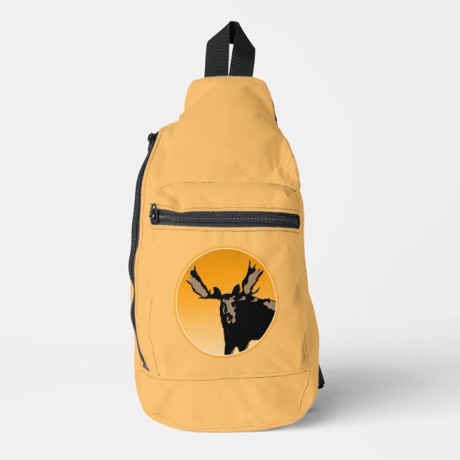 Moose at Sunset  - Original Wildlife Art Sling Bag (Front)