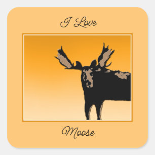 Moose at Sunset  - Original Wildlife Art Square Sticker